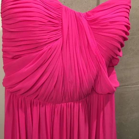 Strapless Ruched Fuchsia Bridesmaid Dress - Picture 3 of 6